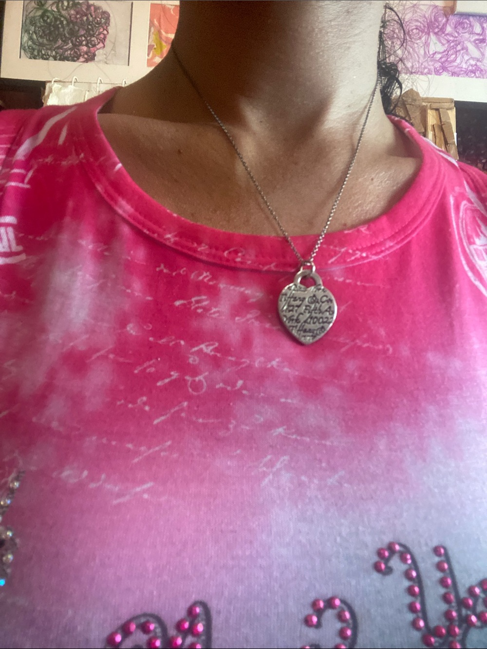 Tiffany & Co. Silver Engraved Pendant Necklace - Picture 1 of 5